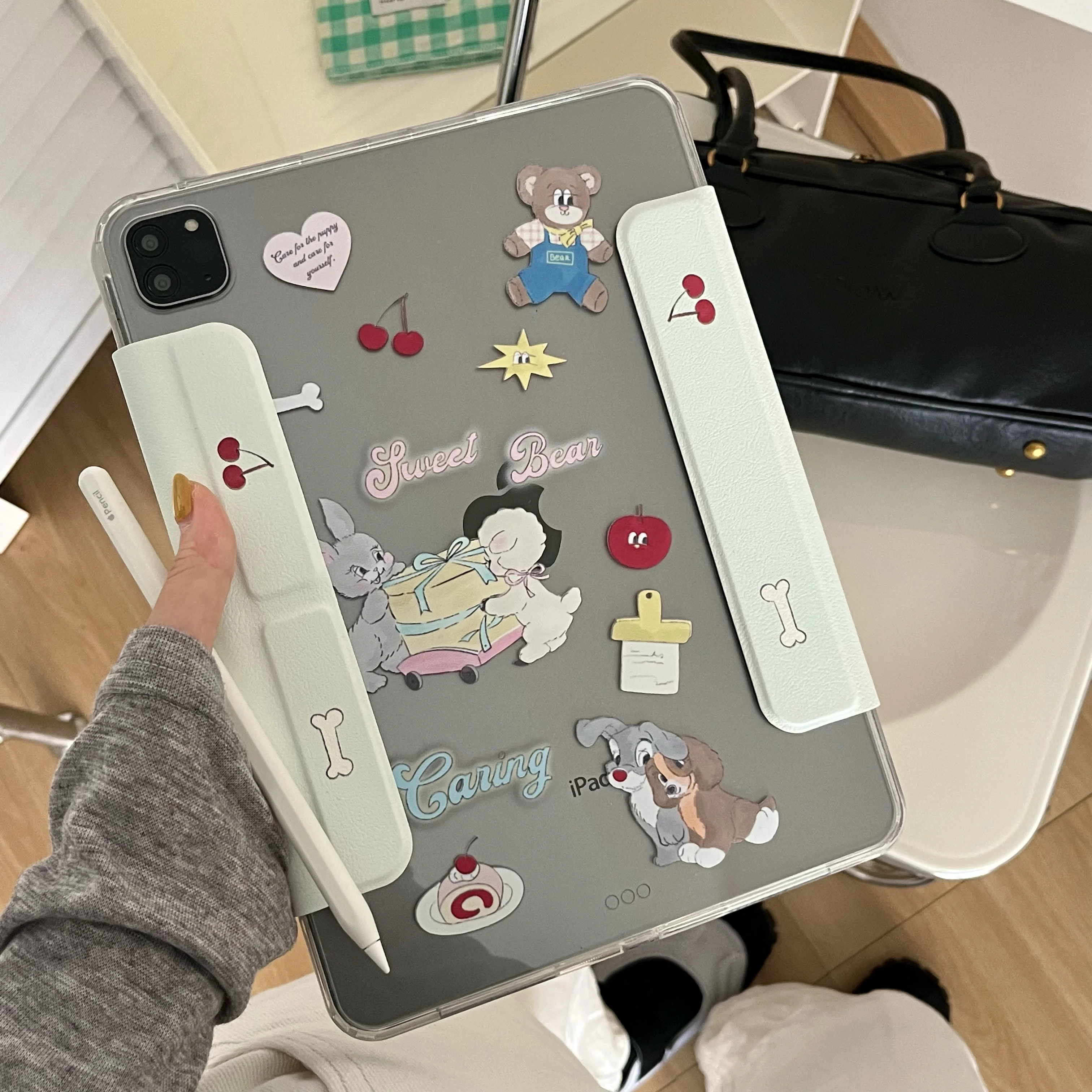 Cartoon Bunny Bear For Ipad Pro 11 2022 Case Air 5 4 4th 6th 10.9 9th 7th 8th Generation Case 2020 2021 12.9 Pro 11 2024 Cover