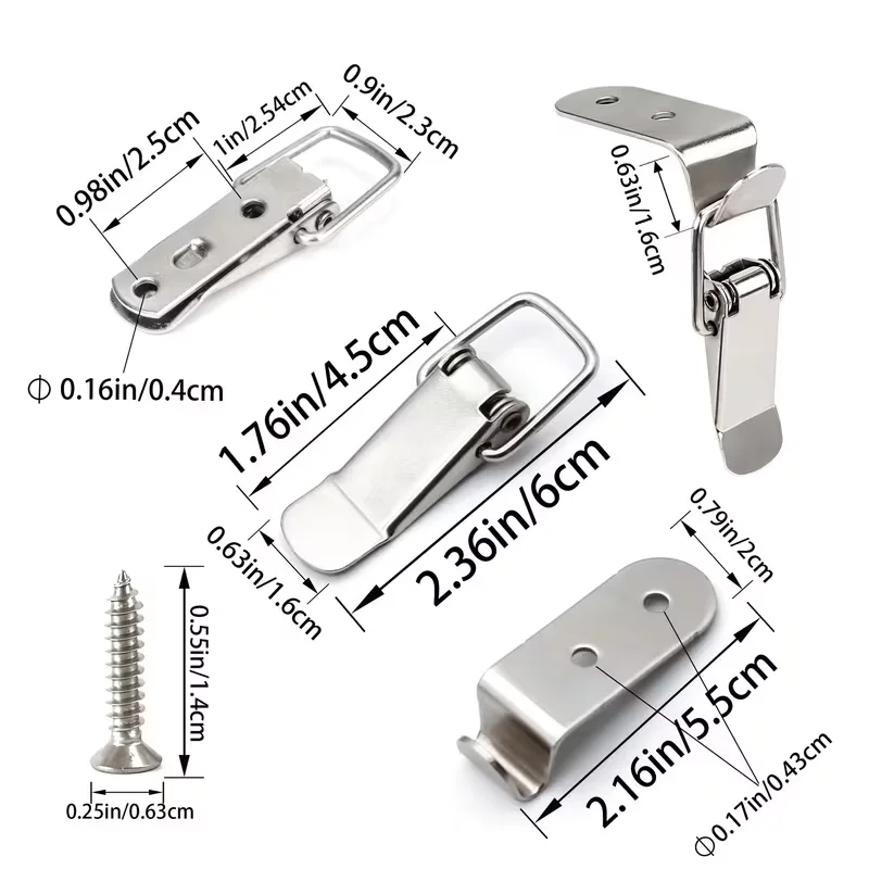 خزانة الربيع تحميل مزلاج الصيد تبديل غلق بمشبك صناديق تبديل غلق بمشبك الفولاذ المقاوم للصدأ انزلاق الباب أداة صندوق قفل مشبك الأجهزة #5