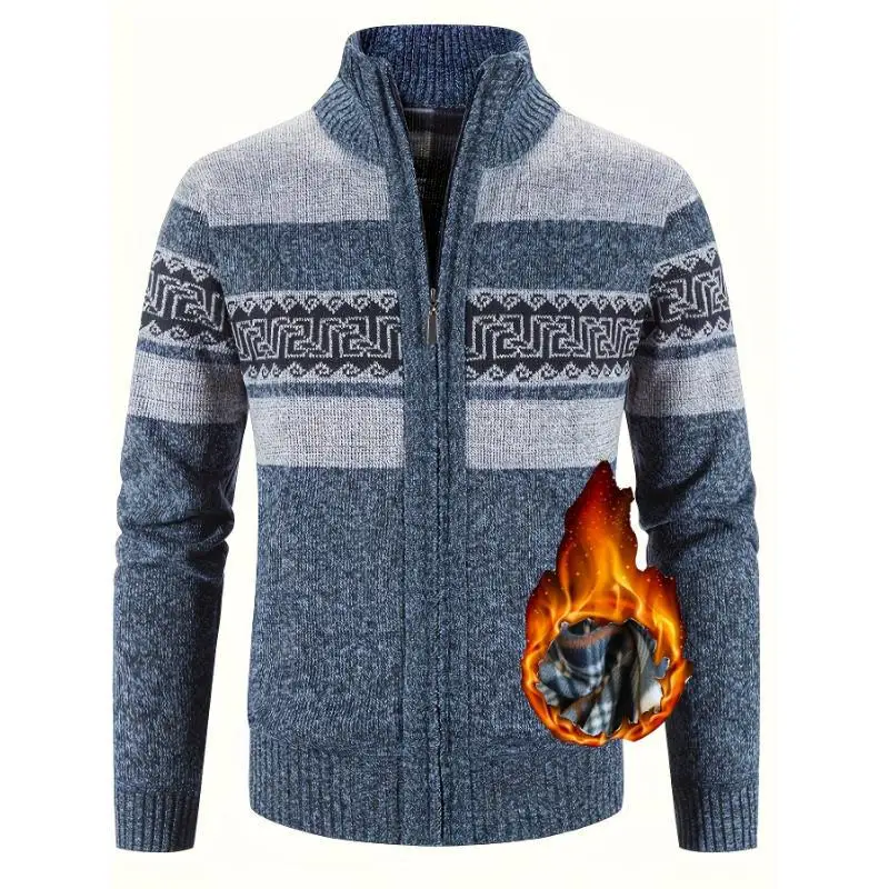 

Color Block Knit Sweater for Men Cross-Border Trade Unbranded Woolen Open Cardigan Resistant to Deformation Spring 2026