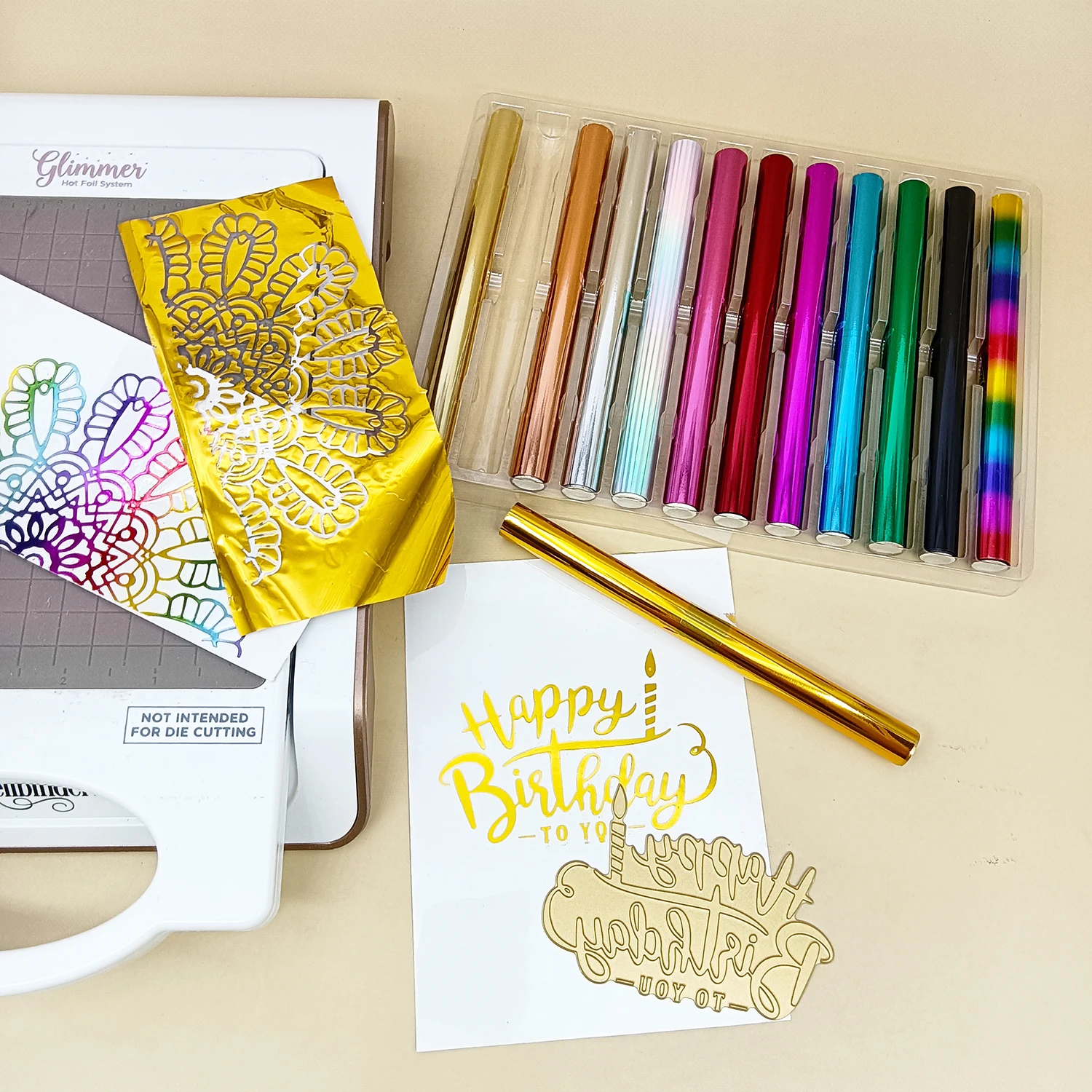 Alinacutle12pcs Kit de rouleau de feuille activée chauffée pour démarreur, rouleau de feuille chaude de paquet de variété métallique et holographiquex