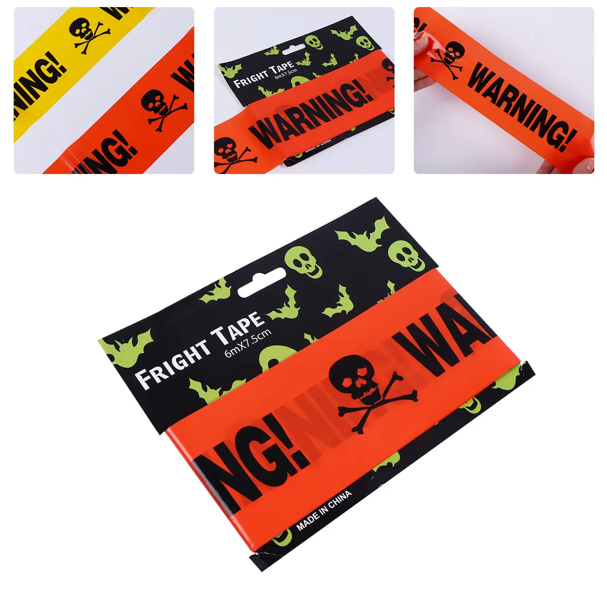 2Pcs Safety Barrier Tape Halloween Warning Caution Isolation Bright Yellow Orange Weatherproof Party Supplies