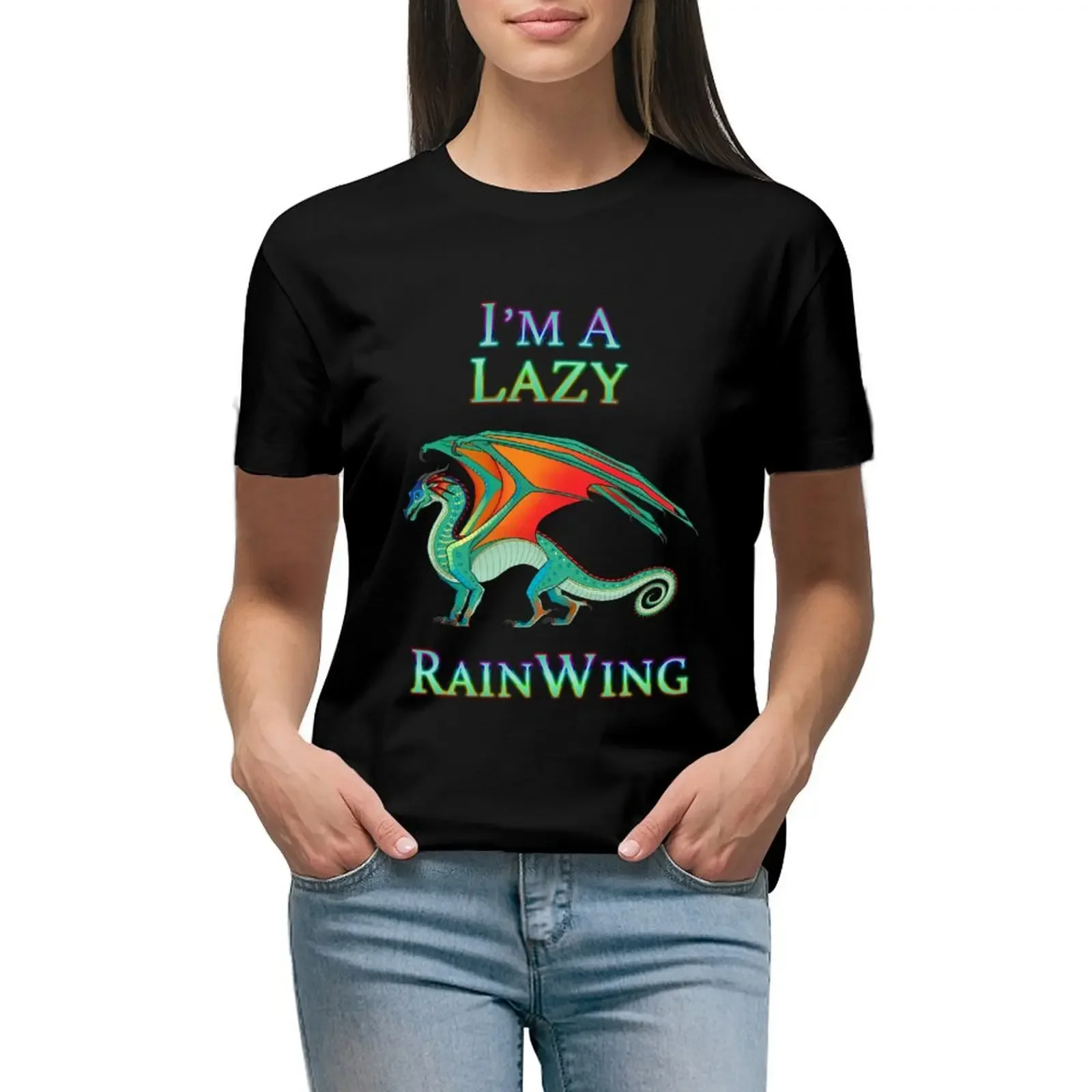 

I'm a Lazy RainWing T-Shirt summer tops funny animal print shirt for girls Aesthetic clothing tops for Women