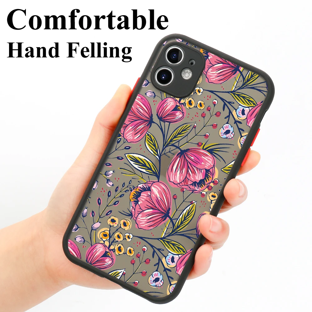 حافظة هاتف صلبة غير لامعة لهاتف آيفون 11 13 Pro Max 14 15 XR X 7 8 Plus SE 2020 12 Mini 13promax غطاء حماية للعدسات على شكل زهرة Fundas #6