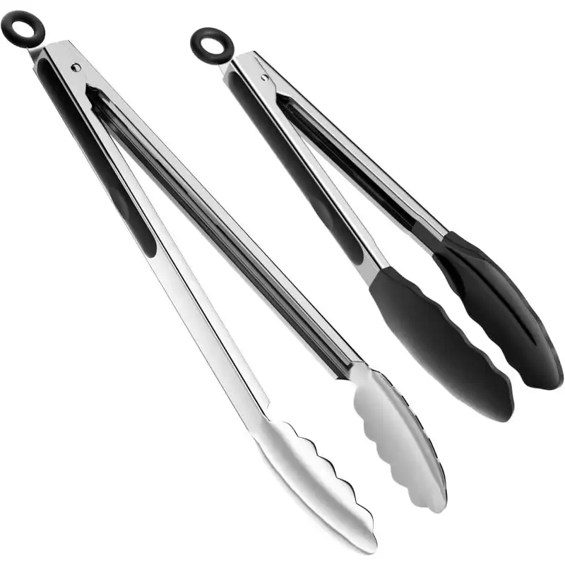 

Set of 2 Cooking Tongs,600ºF High Heat-Resistant,Kitchen Utensils,Cooking Utensils for Grill,Salad,BBQ,Frying,Baking