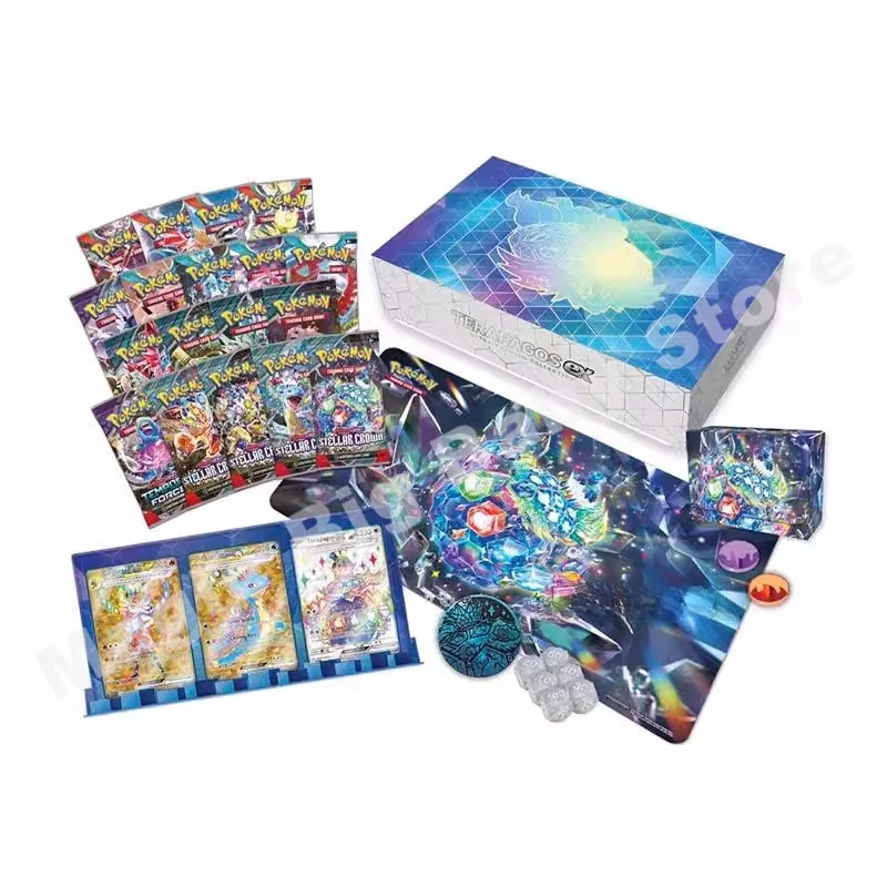 ของแท้ Pokemon Trading การ์ด PTCG US Version Too Happy Bagos Ex คอลเลกชันของขวัญกล่อง UPC การ์ด SV7 เติมกระเป๋าของขวัญ