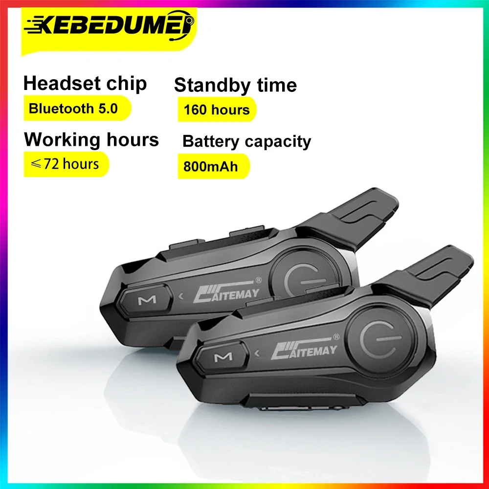 

Kebidumei Motorcycle Bluetooth Intercom Helmet Headset Intercomunicador Moto Waterproof 30M Interphone Wireless Walkie Talkie