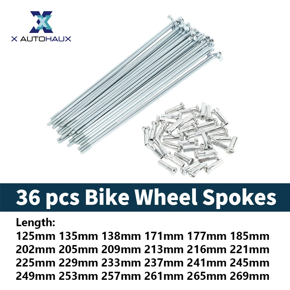 X autohaux Bicycle Spokes Bike Wheel Spokes 14G 125mm 135mm 138mm 171mm 177mm 185mm 202mm 205mm Length Carbon Steel Galvanized