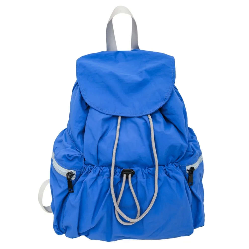 

Portable Nylon Drawstring Backpack Casual Waterproof Canvas Shoulder Bag Lightweight Solid Color College Student Schoolbag
