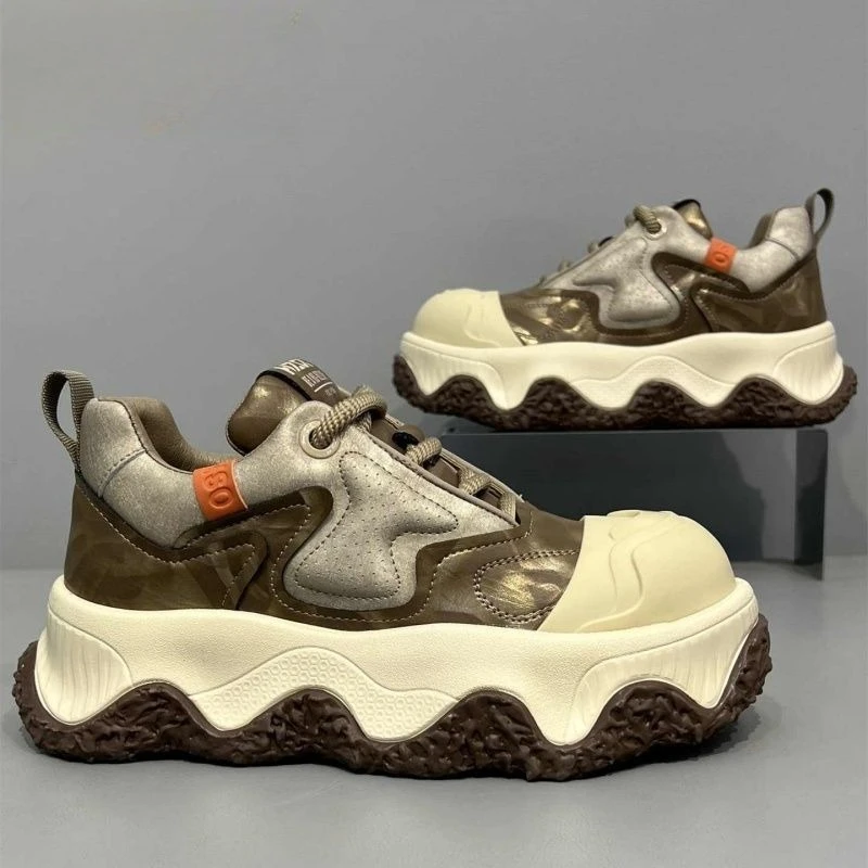 

Оригинальная брендовая роскошная мужская обувь, модная обувь для папы на платформе с большим принтом, удобные мягкие повседневные кроссовки высокого качества