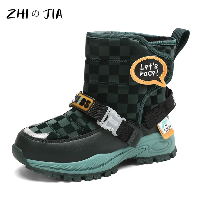 Children\'s New Anti Slip Snow Boots Outdoor Sports High Top Plush Boots Boys and Girls Fashion Trendy MatchingWarm Shoes 30-38