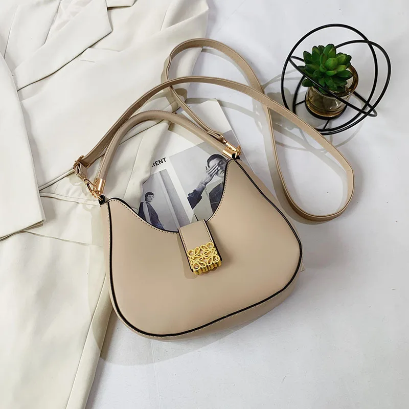 

Simple Fashion Armpit Bag Ladies Casual Lightweight Handbag Simple Senior Crossbody Large Capacity PU Material