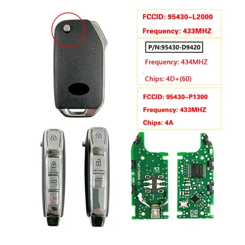 3/4 버튼 433/434MHZ/4A/4D60/칩 없음/95430-P1300/95430-L2000/95430-D9420/Kia K5 SPORTAGE V NQ5 2022 용 자동차 키 Fob 리모컨