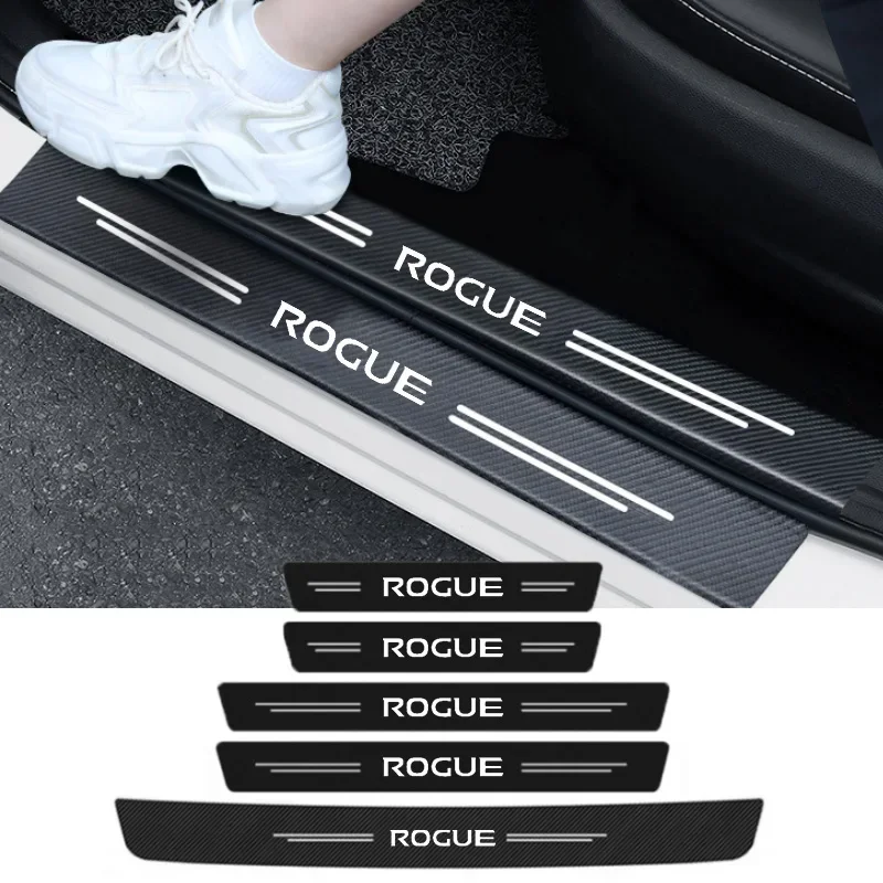

Carbon Fiber Car Door Threshold Tape Sill Protective Stickers Decal for Nissan ROGUE Logo Rear Trunk Bumper Scratch Guard Trim
