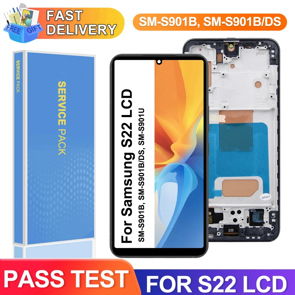 S22 5G For Samsung Galaxy S22 5G S901B S901B/DS Lcd Display Digital Touch Screen With Frame Replacement Parts 100% Tested