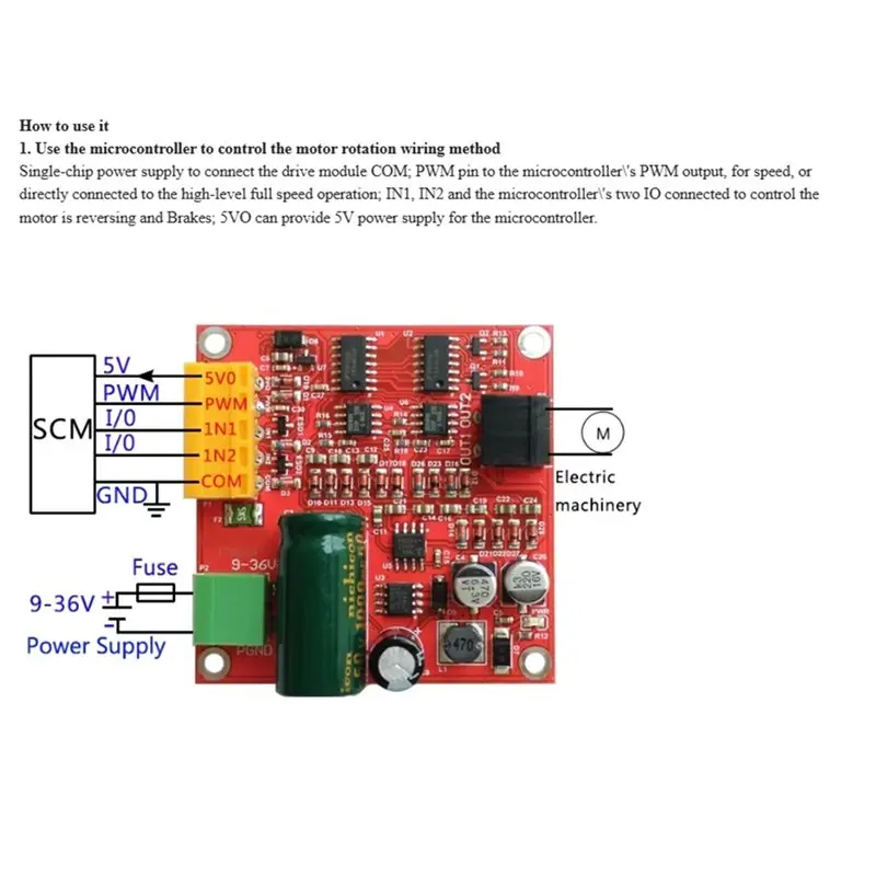 FEDI-15A 6-36V High Power DC Motor Driver Board DC Motor Drive Plate Module PWM Speed Regulator Module Industrial Grade