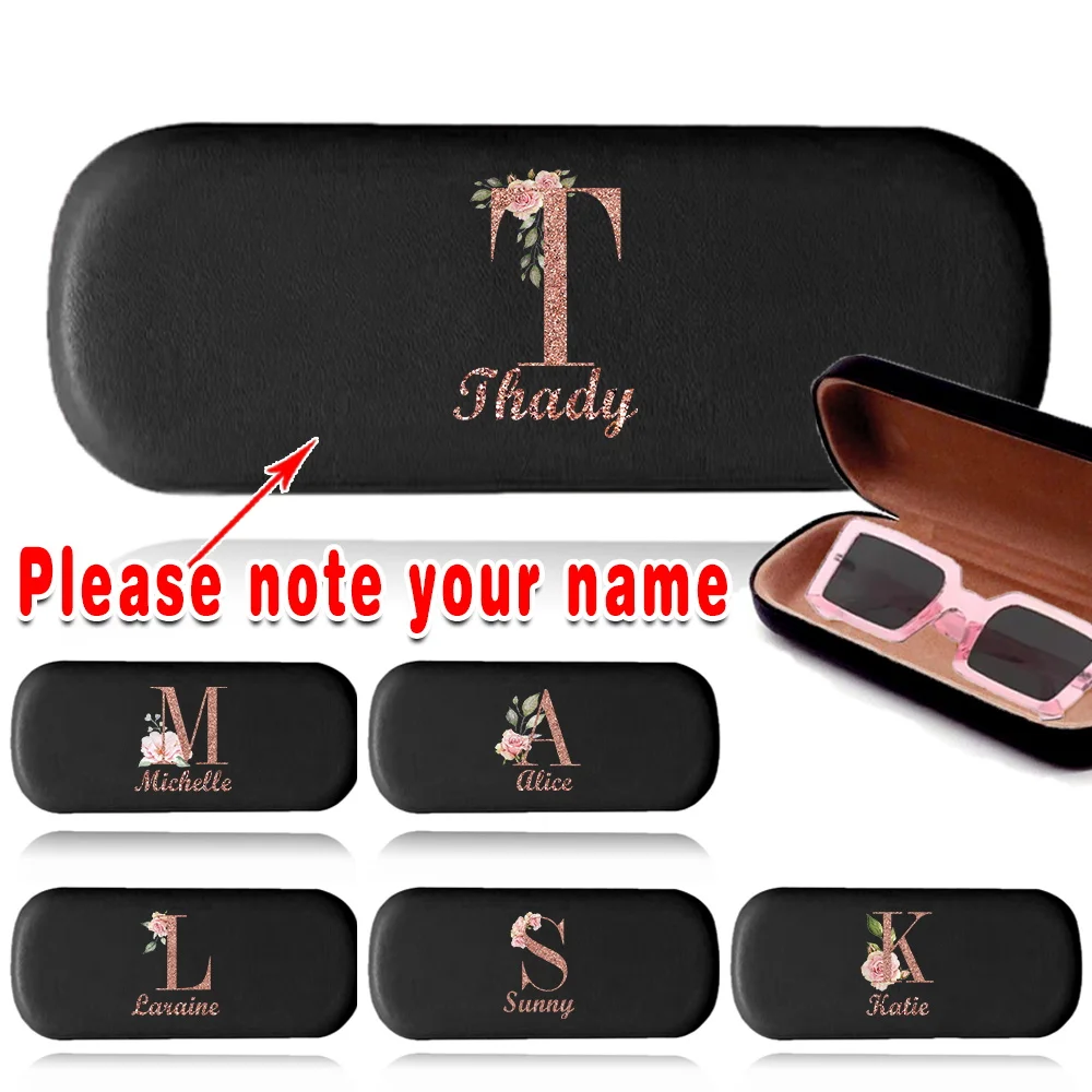 Customized Name Myopia Glasses Box PU Leather Eyewear Organizer Sunglass Hard Shell Protective Storage DIY Case Portable Holder