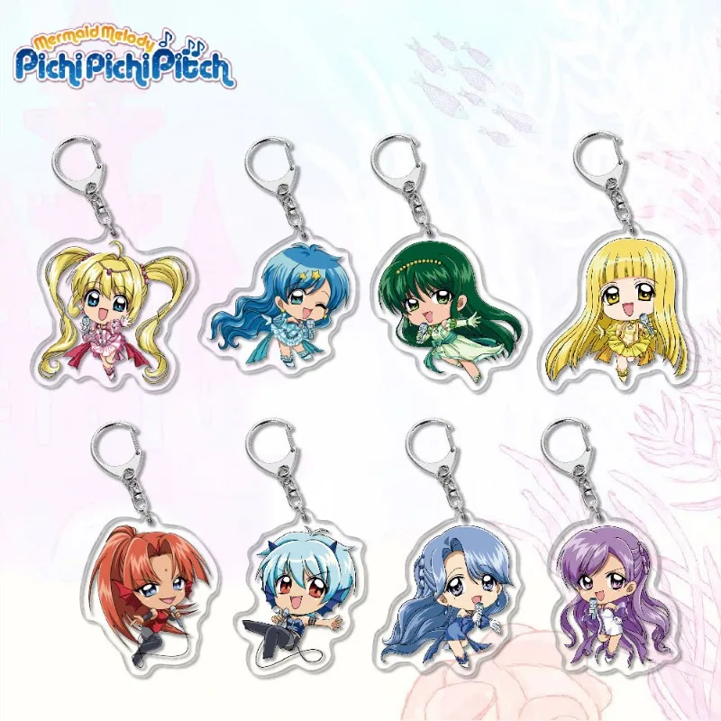 Mermaid Melody Pichi Pichi Pitch Anime KeyChain ‌Nanami Luchia Men Key Chain for Women Cartoon Figure Acrylic Keyring Pendant