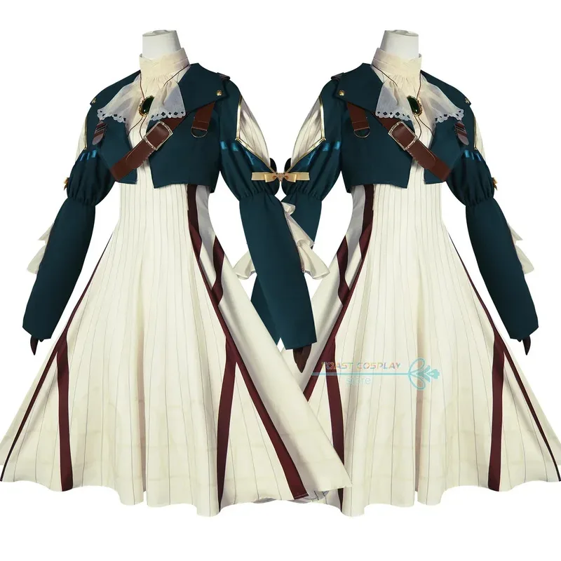 2025 12 Violet Evergarden Kostum Cosplay Wig Sepatu Set Lengkap Pakaian Pesta Halloween Anime Cos Gaun Wanita