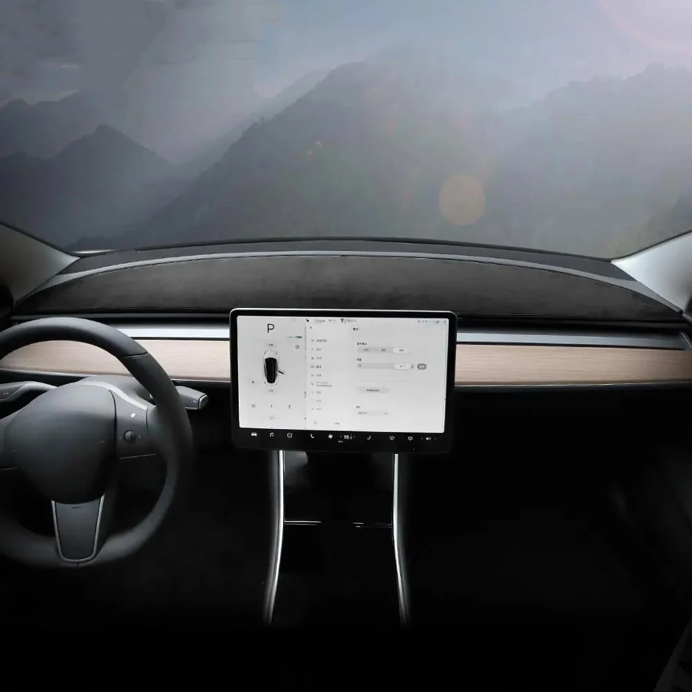 Wildleder Auto Dashboard Pad Für Tesla Modell 3 Y 2017-2023 Leder Dashmat Matte Innen Sonnenschirm Nicht-slip staubdicht Schutz Abdeckung – Detail 8
