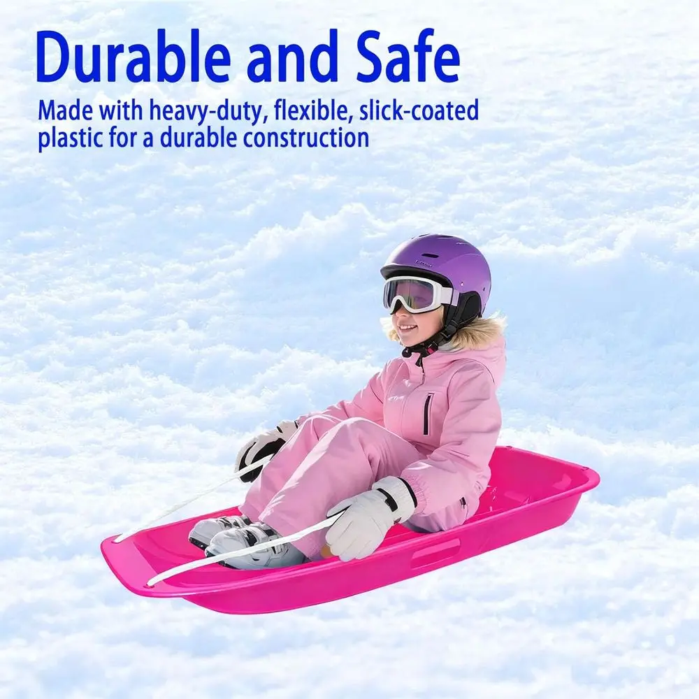 Family-Friendly Snow Sled - Durable, Cold-Resistant, Flexible Design for 1-2 Riders with Pull Rope and Handles, 35 Inch for Wint