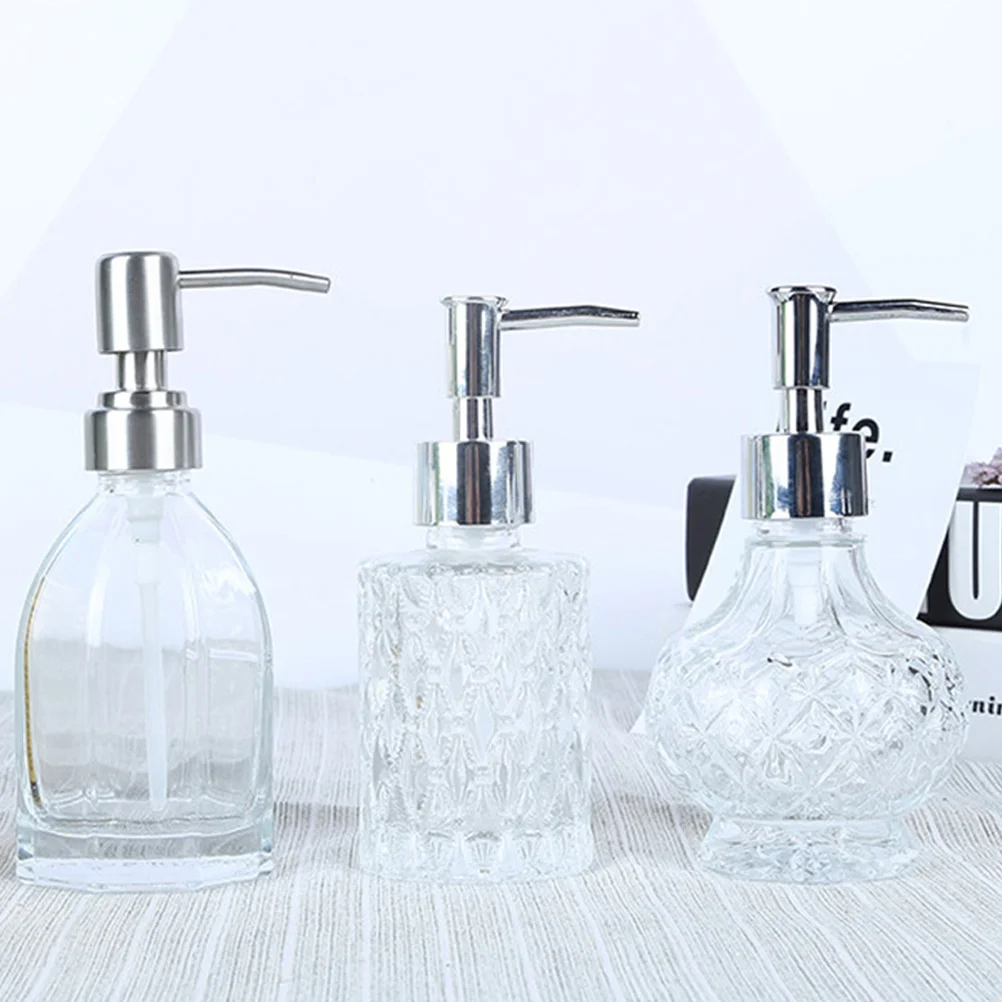 

2Pcs 160ml Glass Soap Dispenser Transparent Rust Proof Pump Large Capacity Bathroom Makeup Table Storage Easy to Clean