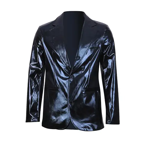 Glansig herrkostym med het stämpling, slim fit, 2-delad enfärgad, glansig festkostym, guld, silver, svart, herrkostym, kavaj och byxor 10 best sales glänsande herrkostym - №9