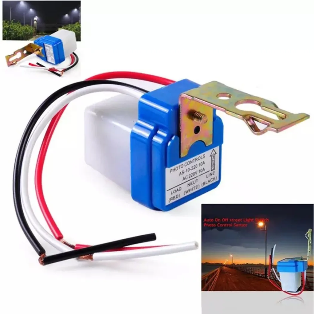 Photo Control AC 220V 10A Automatic Street Light Switch Photo Controller Street Light Sensor Electrical Wire Cable Accessories