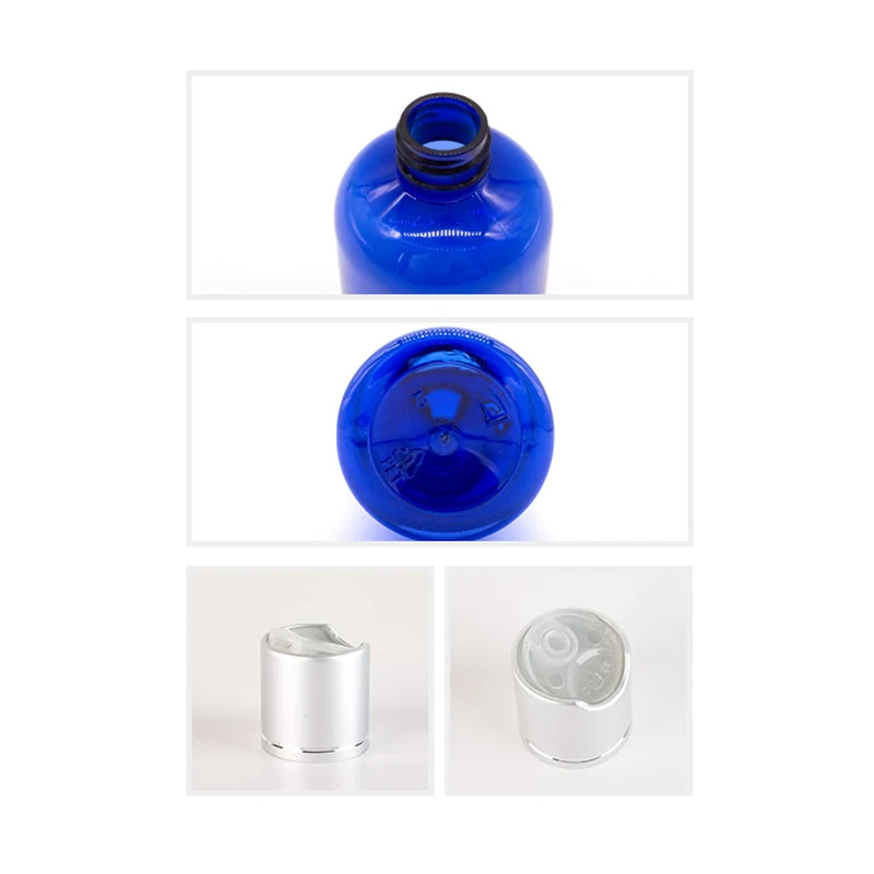 250ml X 24 Empty White Blue Black Brown  Plastic Container Silver Disc Top Cap Cosmetics Liquid Soap Bottles Shampoo Lotion