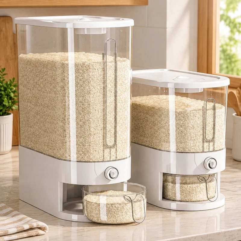 Airtight Kitchen Container for Dry Foods with Moisture Barrier, Insect Guard, and 5/10KG Capacity for Rice Storage