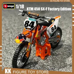 New Bburago 1:18 2018 KTM 450 SX-F Factory Edition Red Bull Dirt Bike Alloy Luxury Vehicl Diecast Model Toys Kid Birthday Gift