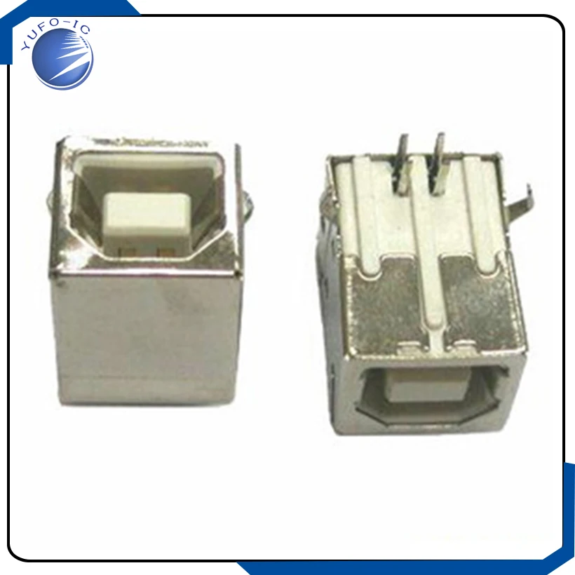 10PCS/LOT  USB B type square socket USB socket USB-B mother 90 degree bend needle