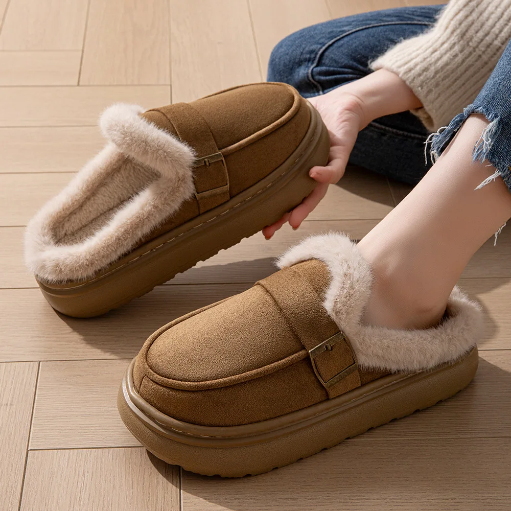 

Winter Casual Women's Slippers Home Plush Luxury Designer Woman Shoes Indoor Fluffy Platform Elegant Fuzzy Fur Slides Flats Warm