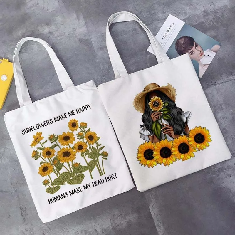 

Холщовая сумка через плечо с принтом подсолнечника — художественная сумка для девочек. Легкая и многоразовая сумка, подходящая для поездок на работу.