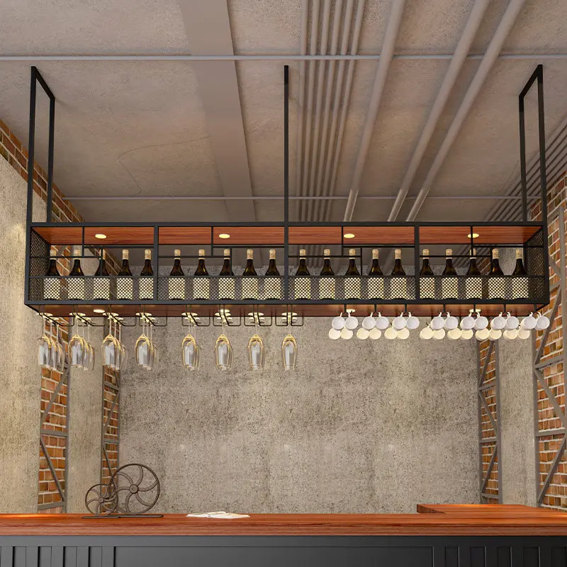 Industrial-style wrought iron wine rack bar hanger hanger bar restaurant upside down red wine goblet hanger customization