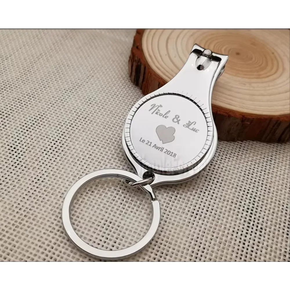 Personalized Wedding Gifts for Guests Wine Bottle Opener Wedding Favor Nail Clipper Bottle Decoration Keychain with Box 100Pcs