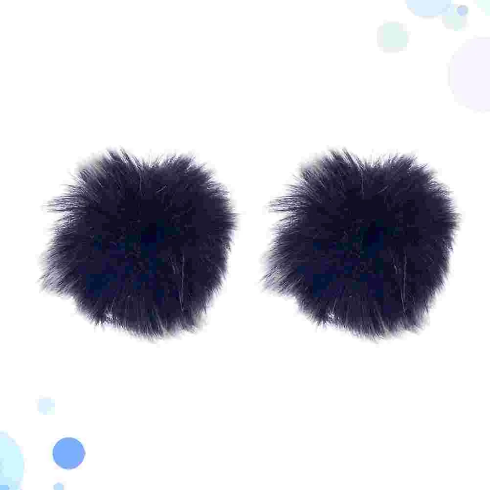 2 Pcs Hairy Windproof Furry Windscreen Wireless Lavalier 6*6CM Lapel Microphone Windshield