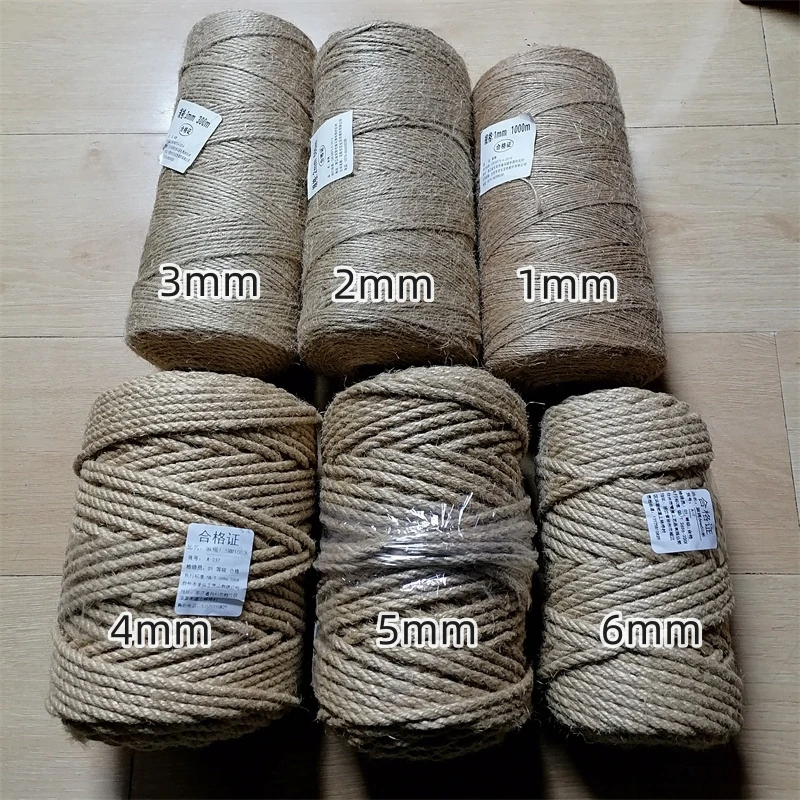 1/2/3/4/5/6mm Diameter Jute Twine Weave Hemp Tag Photo Wall Handicraft Decoration Twisted Rope DIY Accessories Cord