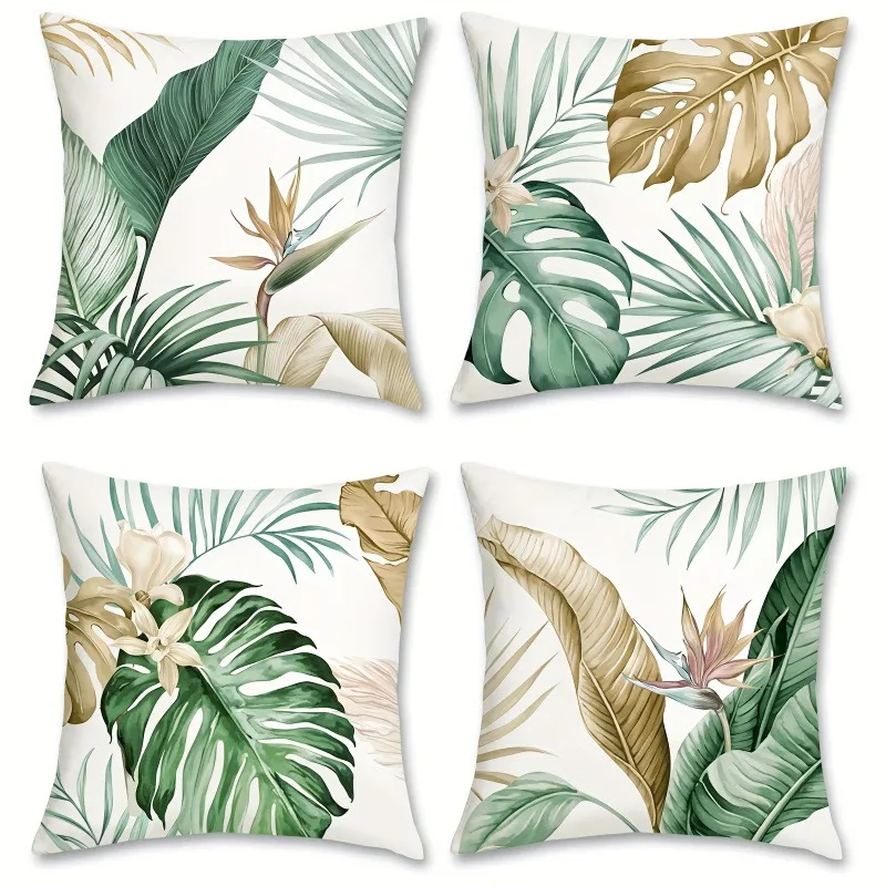 Pillow Cases Pillow Cases Embroidered Tropical Leaf Pattern Sofa Bedroom Cushion Cover Single Sided Printing Without Pillow Core