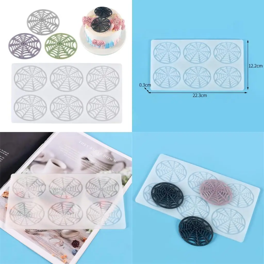 

G6KF Spiders Web Dessert Chocolate Fondant Mold Halloween Spiders Cake Modules Mold