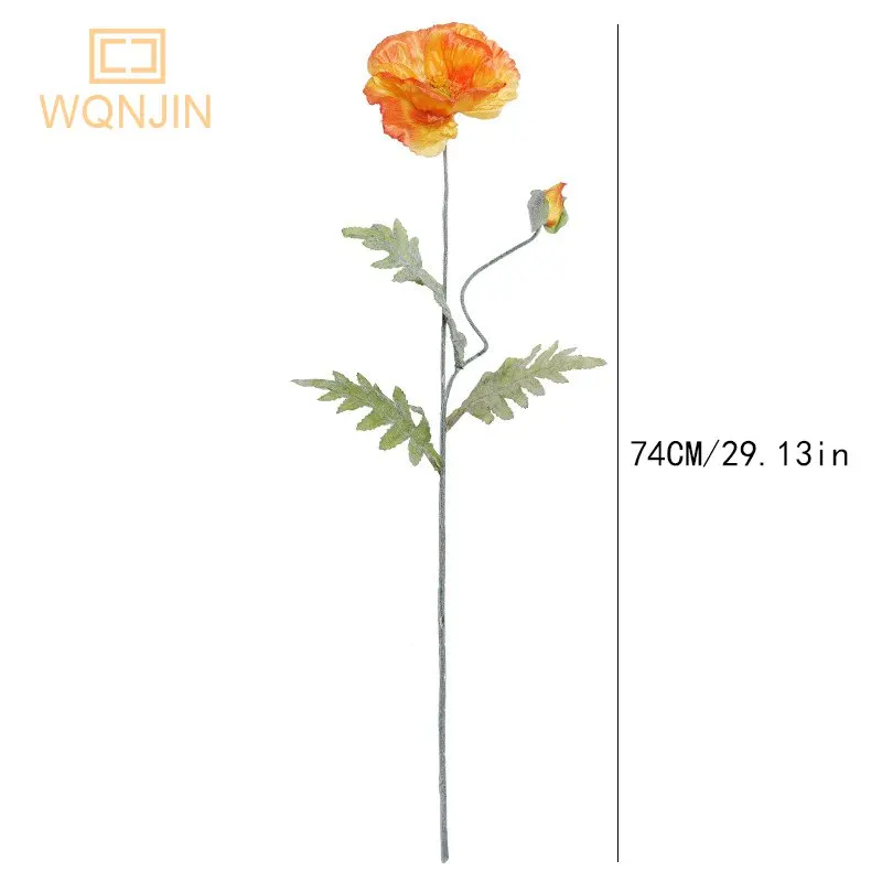 74 cm langer 2-köpfiger künstlicher Blumenstrauß, Heimdekoration, künstlicher Mohn, künstliche Blumen, DIY, handgefertigtes Kunsthandwerk, Geschenk, Hochzeitsdekoration – Detail 5