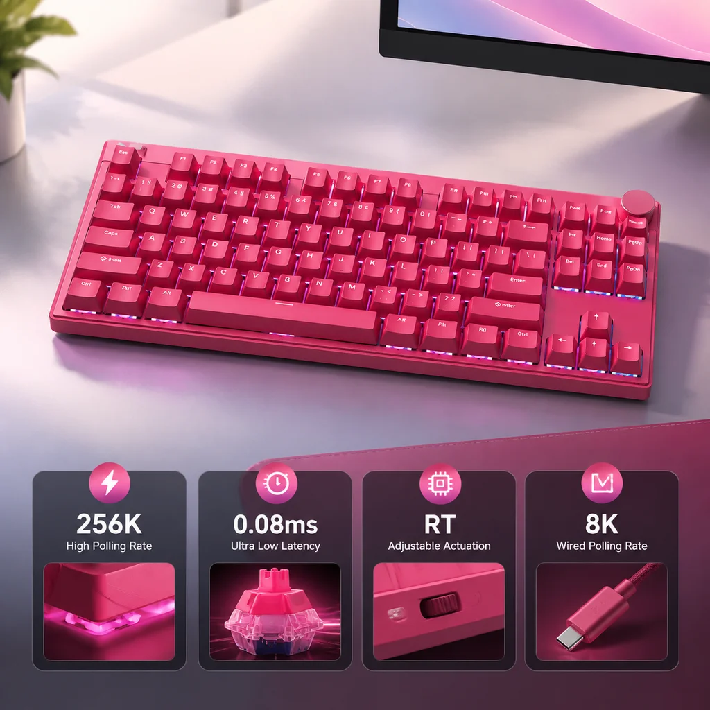 Mchose Mix87 87 Keys Hall Magnetic Keyboard Wired E-Sport Mechanical Keyboard Rgb Rapid Trigger Competitive Gaming Accessory