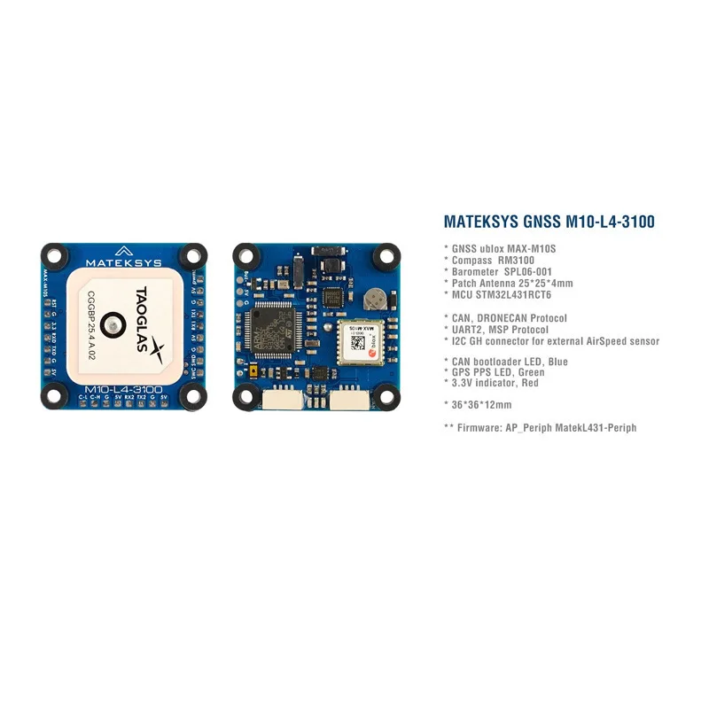 MATEK New AP_PERIPH GNSS M10-L4-3100 GPS Compass Crossing Machine