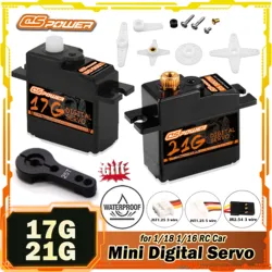 DSPOWER 17g 21g Mini mikro serwo Metal/przekładnia z tworzywa sztucznego do 1/18 1/16 RC samochód HYPER GO Wltoys 144001 samochód ciężarowy samolot Model robota