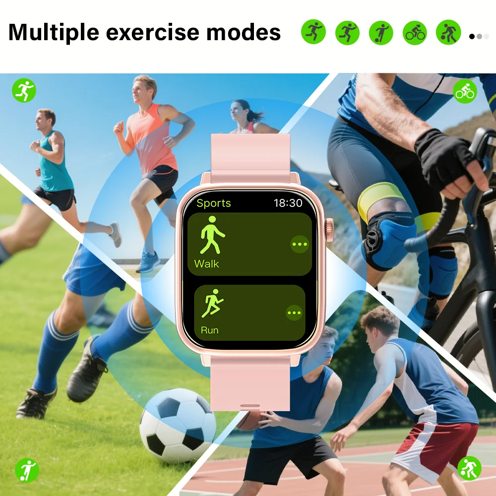 2025 جديد ساعة ذكية النساء 1.85 بوصة شاشة مخصصة الهاتفي IP68 مقاوم للماء ساعة ذكية الرجال بلوتوث الحديث سوار الموضة