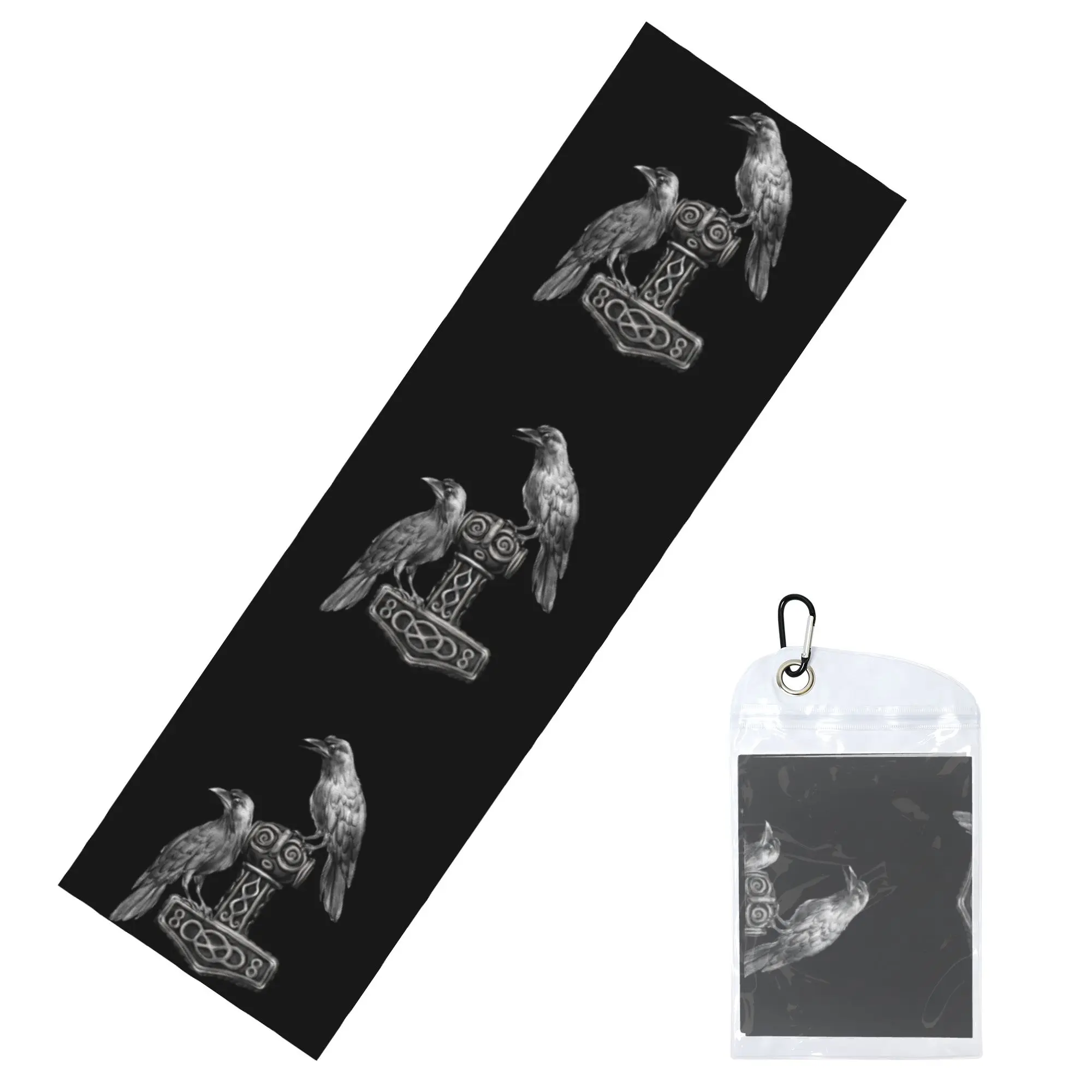 Thor Hammer Mjolnir with Odin Ravens Towel Quick Drying Norse Viking God Super Soft For Training Towels