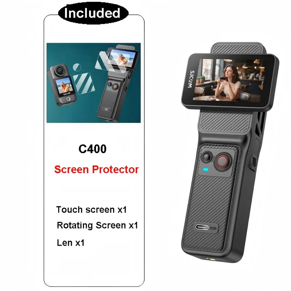 

HD Screen film Combo with C400 SJCAM Camera, full protection 3 in 1 screen protector for C400 Pocket