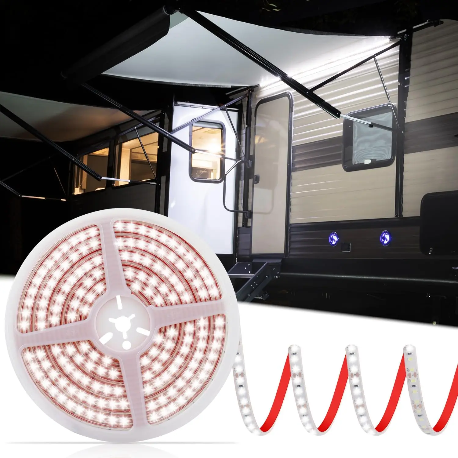 

20FT Waterproof RV Awning LED Strip Lights, IP68 Rated for Campers and Trailers, 12V White Lighting