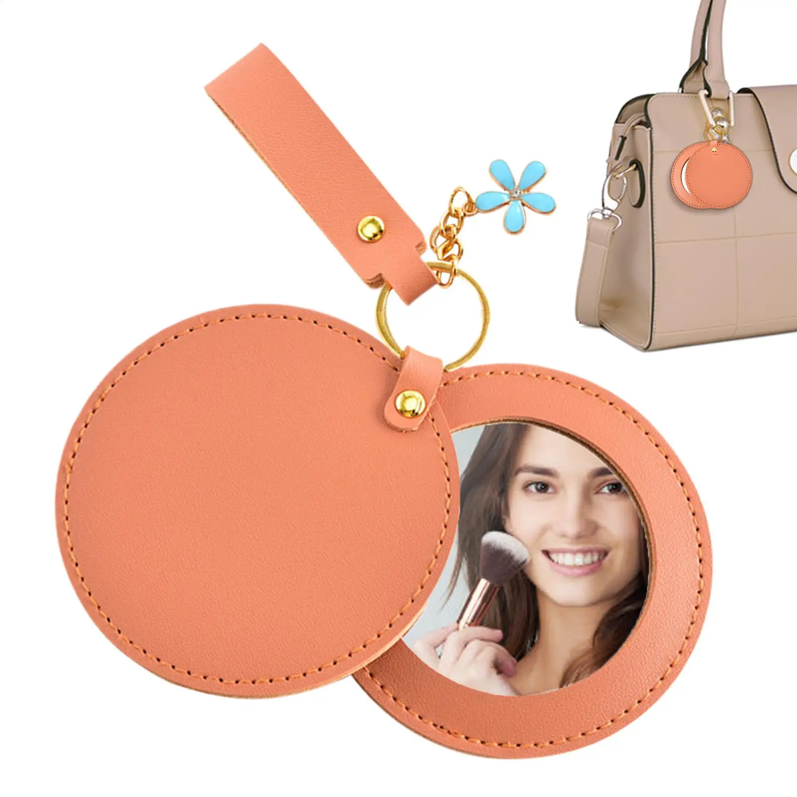 Portable Travel Mirror Round Compact Handheld Mirror Stylish Cosmetic Mirror for Purse, Women, Outdoor, Vacation & Daily Styling