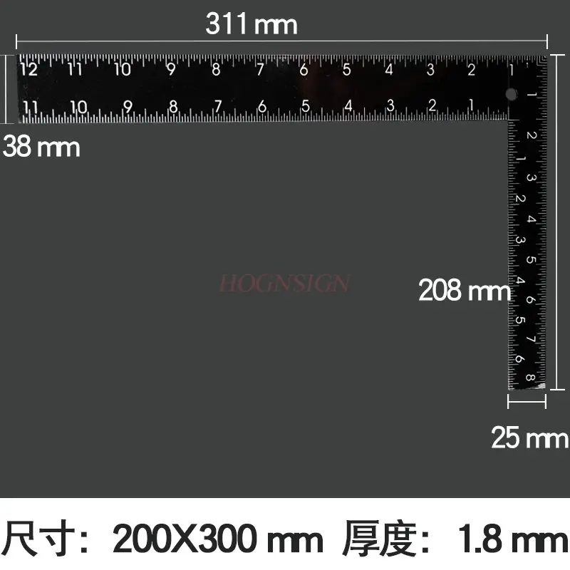 1 шт., утолщенная многофункциональная линейка для измерения под прямым углом из нержавеющей стали, угловая линейка Инь-Ян и тумблерная линейка