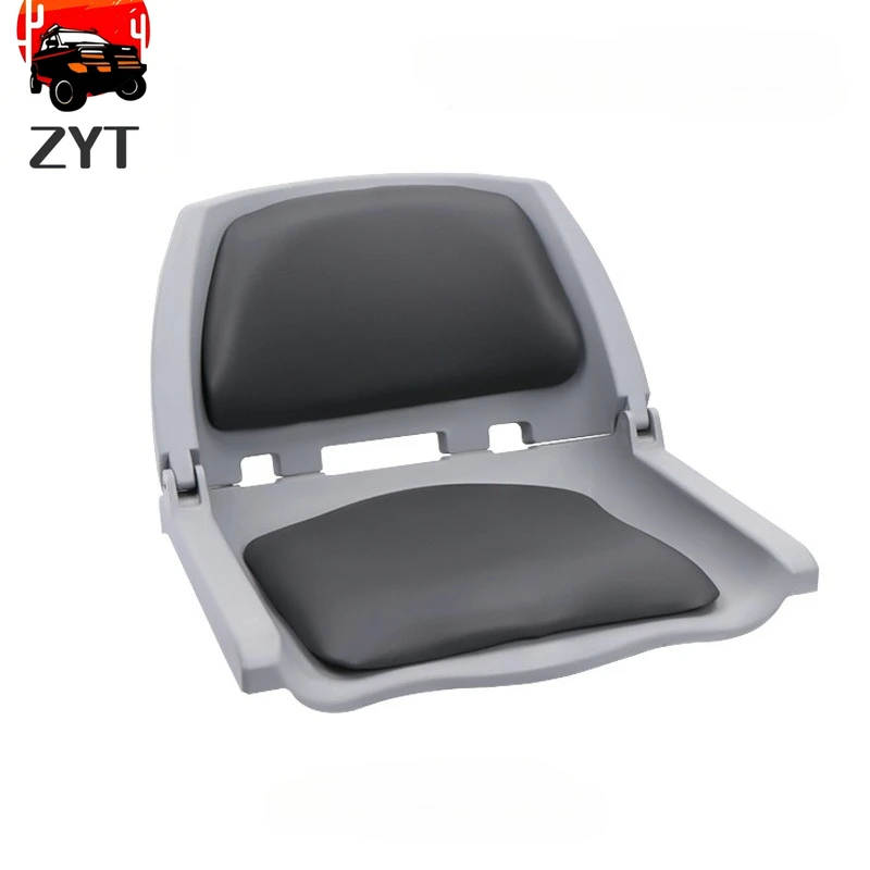 2PCS Black leather-cushioned folding seat, sun-proof corrosion-resistant and waterproof suitable for marine use